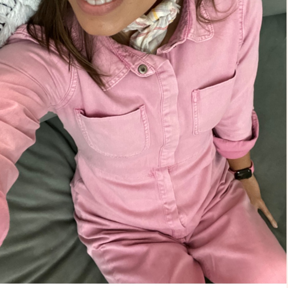 One Teaspoon x Free People Washed Pink XS Utility Denim Jumpsuit Coveralls